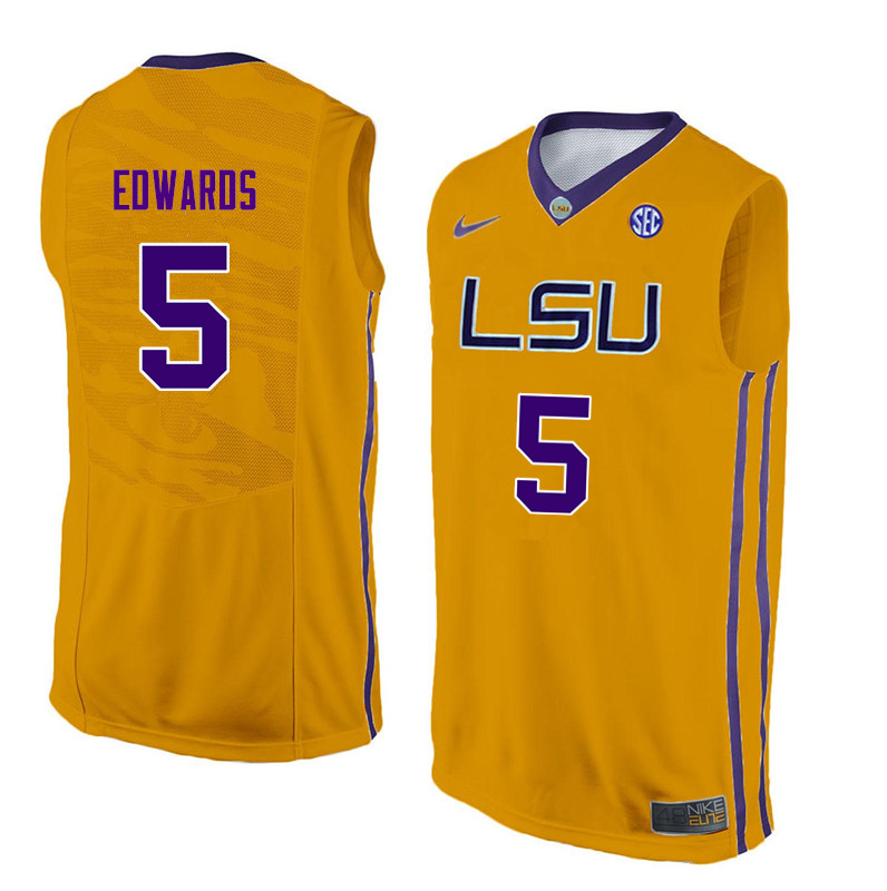 Men #5 Daryl Edwards LSU Tigers College Basketball Jerseys Sale-Yellow